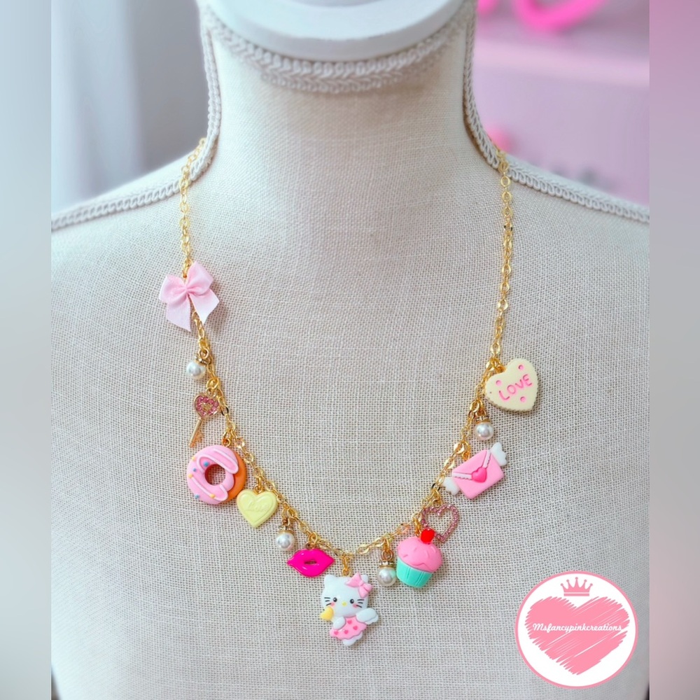 22k Gold Plated Cupid Hello Kitty Charm Necklace